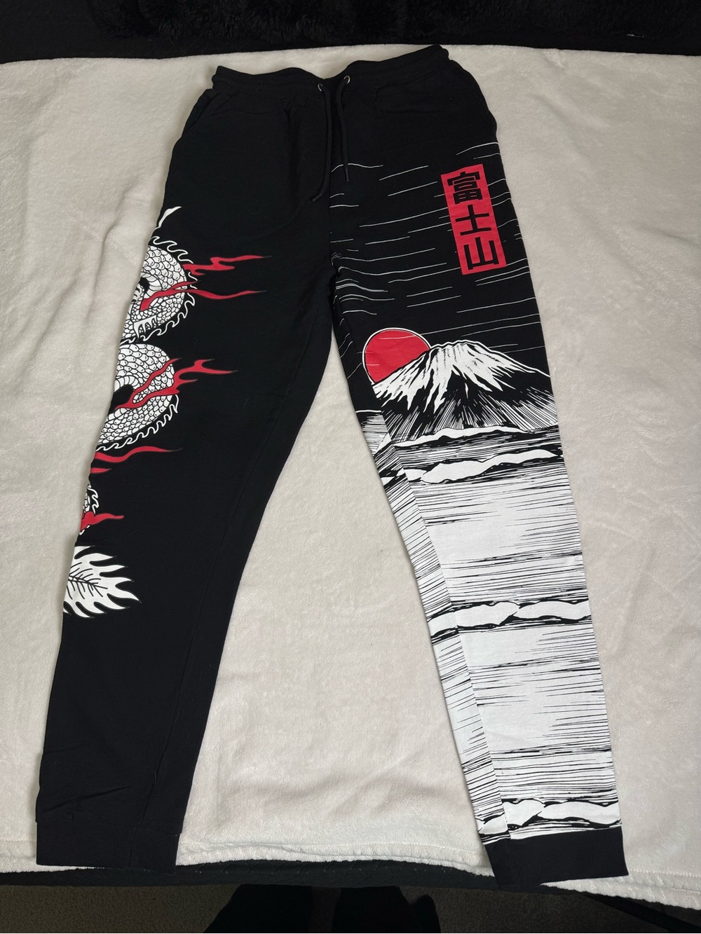Fashion Nova Mount Fuji Dragon Graphic Terry Jogger Sweatpants